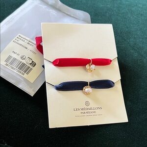 Sezane Red and Blue Velvet Bracelets